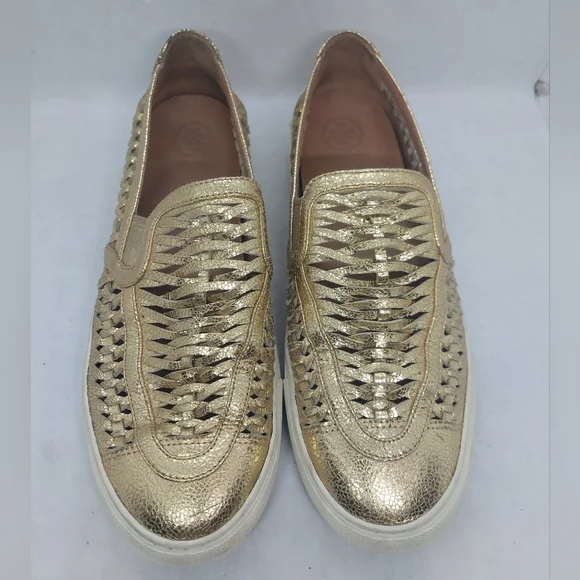 Tory Burch Huarache 2 Slip-On Sneakers Shoes Woven Golden Womens Size 9.5M - Picture 3 of 16
